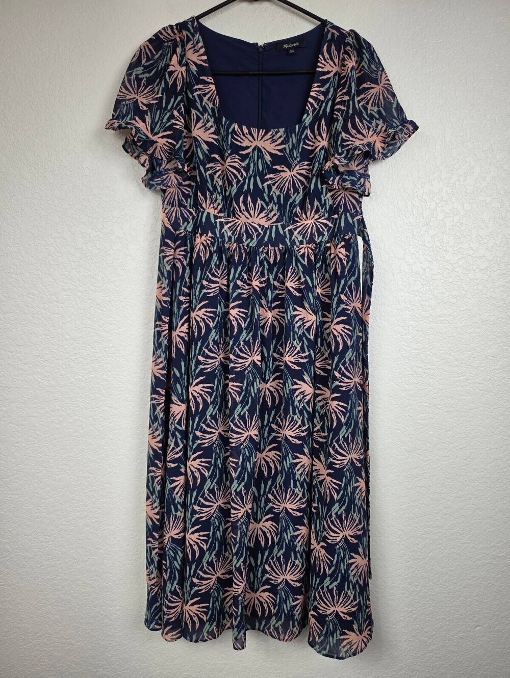 Madewell Navy Blue Floral Midi Dress XS